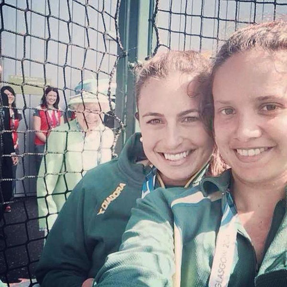 Queen Elizabeth photobombed Jade Taylor and her pal at the Commonwealth Games in Glasgow