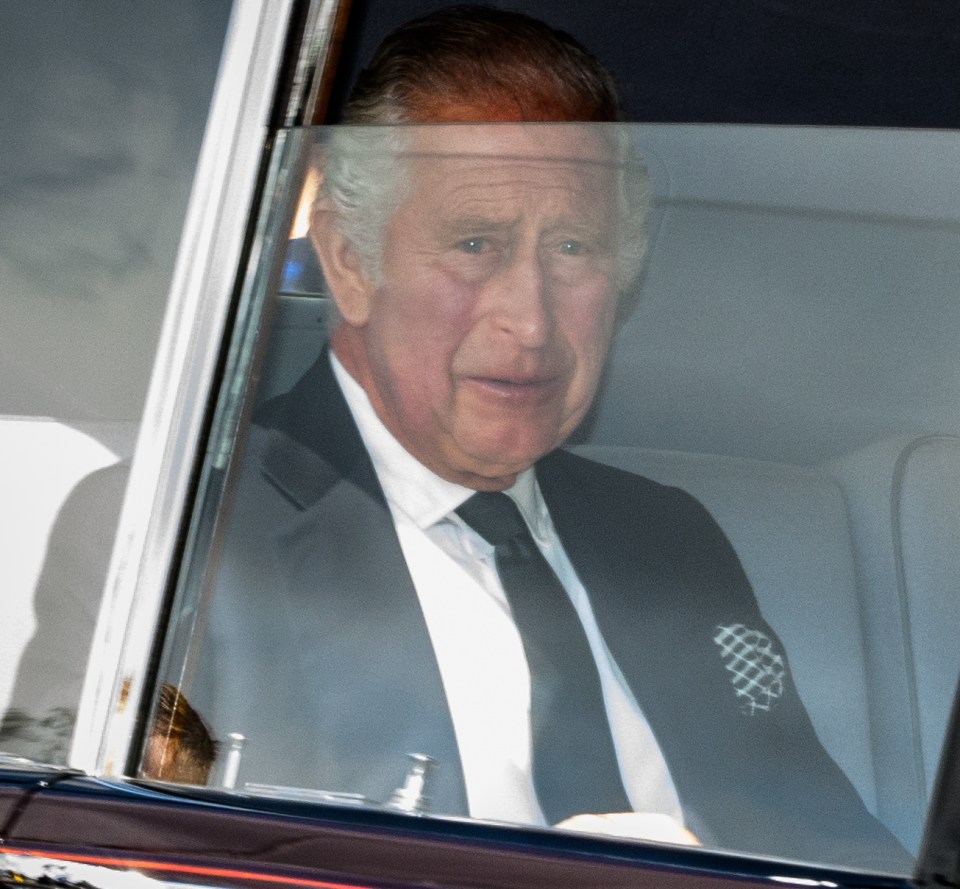 The King was emotional as arrived at the Palace this afternoon