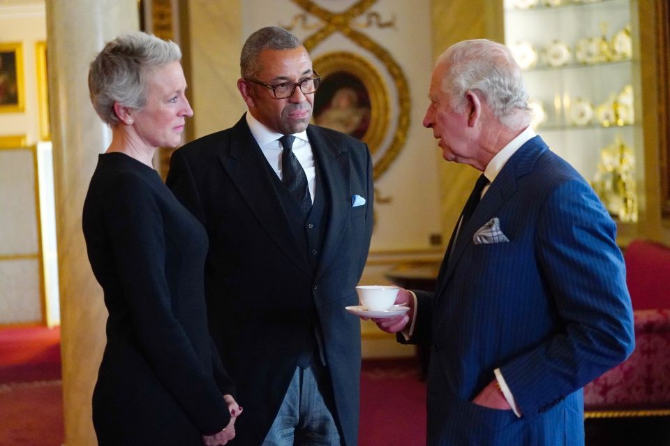 King Charles with Foreign Secretary James Cleverly yesterday