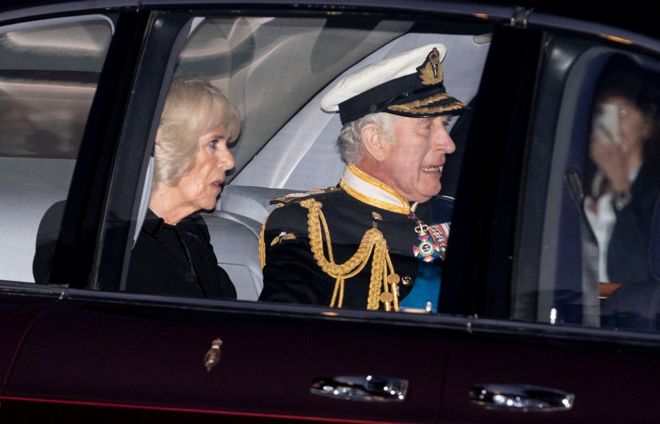 King Charles looked stunned as the man on rollerskates came within seconds of being run over by the car