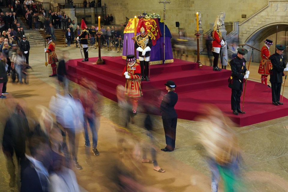 Tearful mourners filed past the Queen's coffin at Westminster Hall