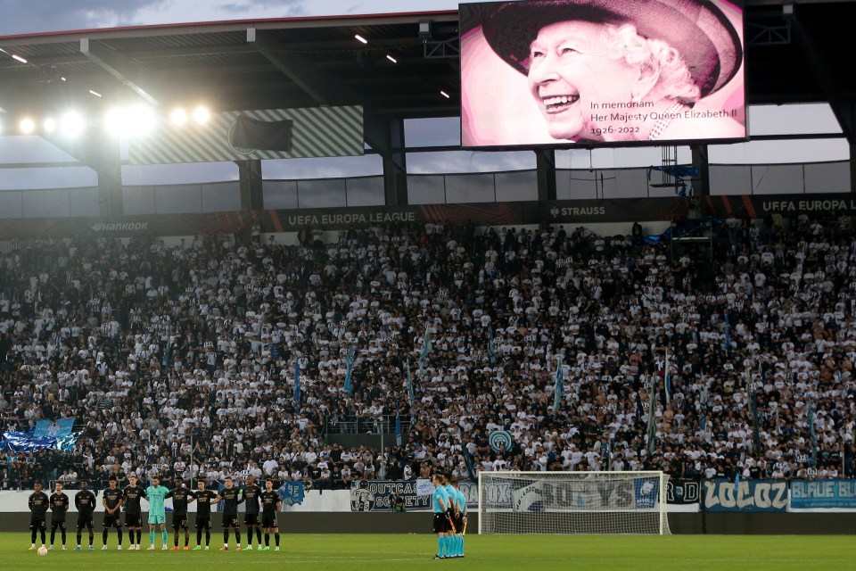 A minute's silence was held for The Queen before the start of the second half