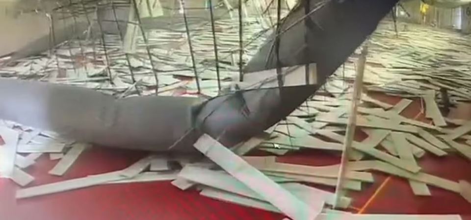 One man was injured by the falling debris