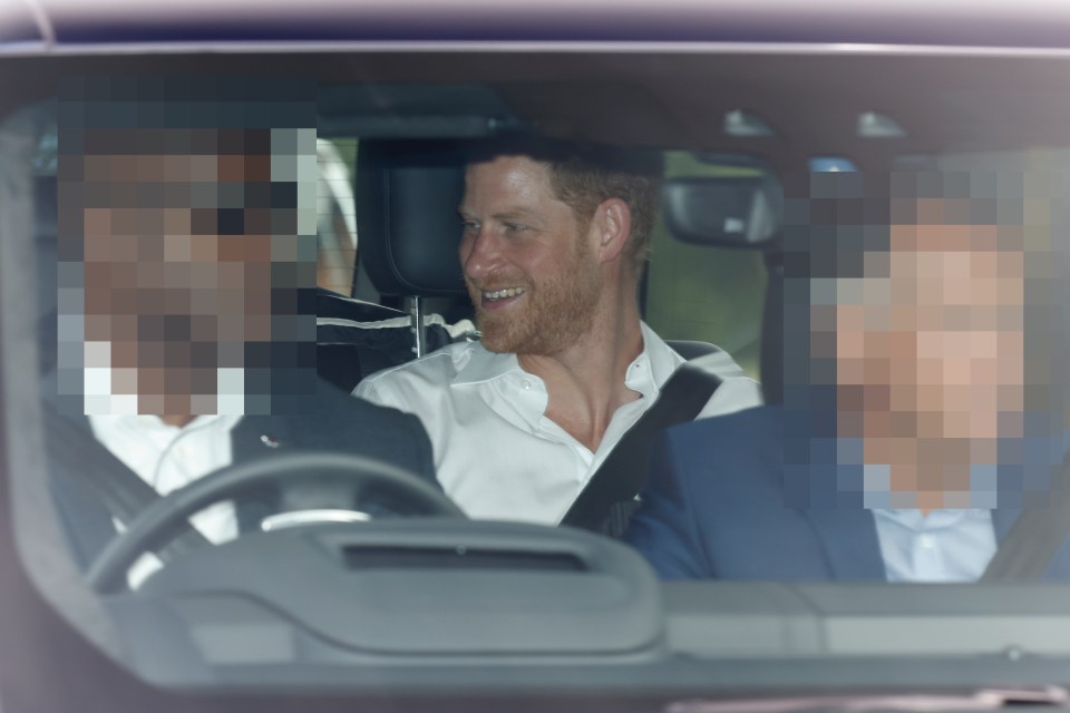 Harry and Meghan were seen in a car before heading to Manchester where the duchess is speaking