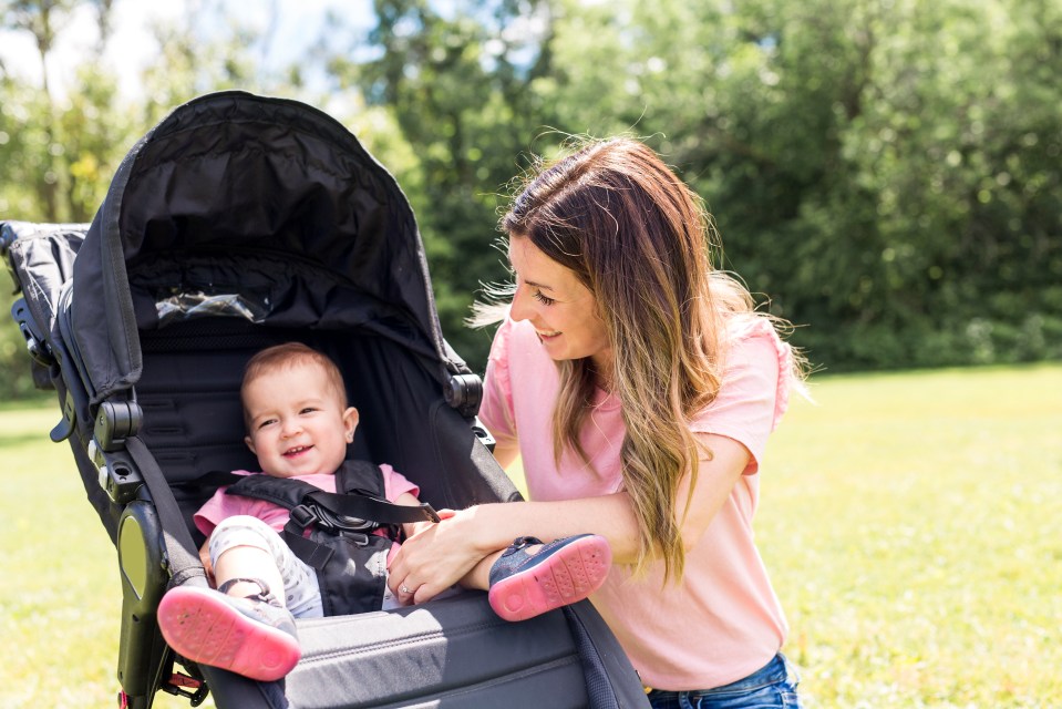 It's safest to ensure your pram or pushchair has a five-point harness, rather than a three-point one