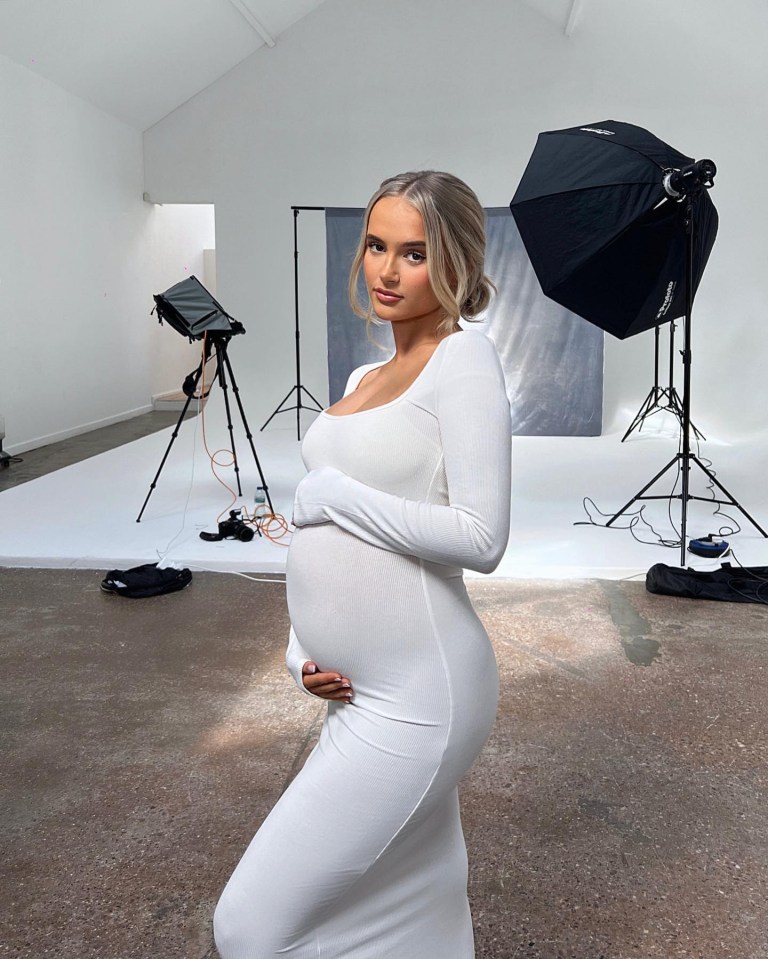 Pregnant Molly-Mae looked sensational in a white maxi dress