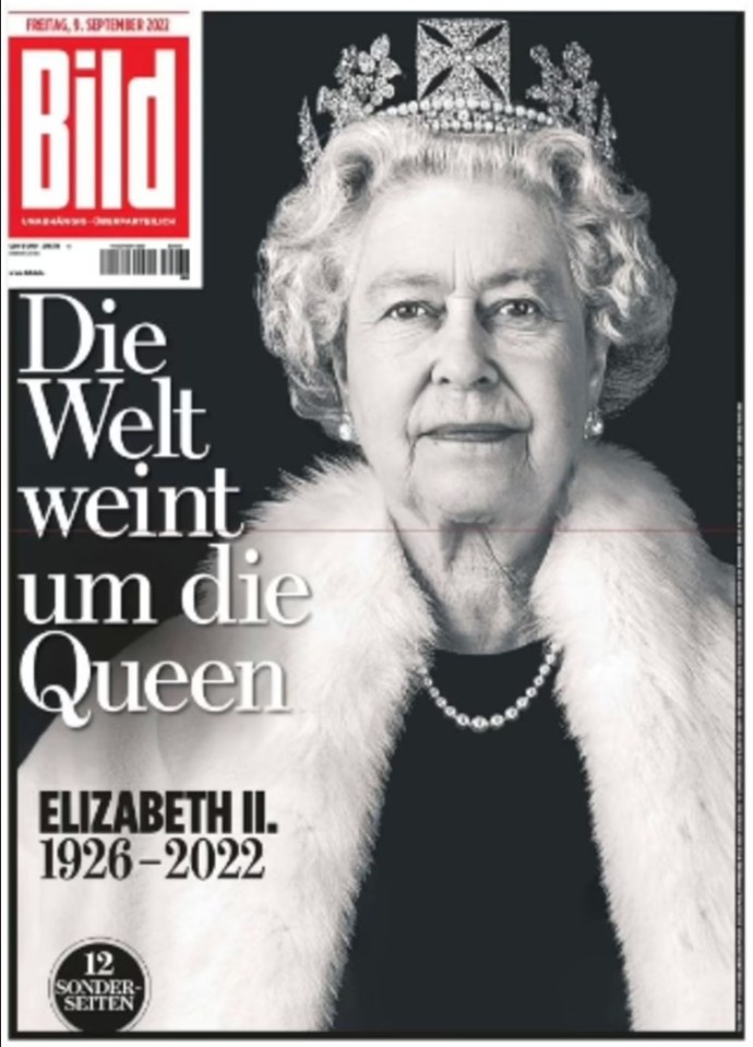 German daily paper Bild said the 'world is crying' for the monarch