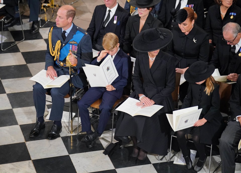 Prince William, Prince George, Kate Middleton and Princess Charlotte sat in the front row for Her Majesty's funeral