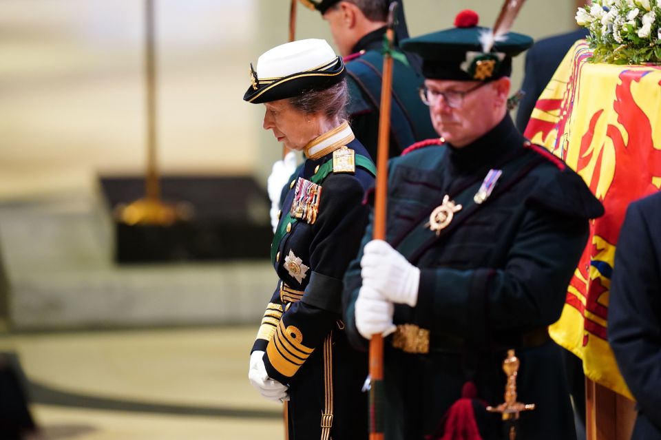 Princess Anne stood guard as mourners filed past