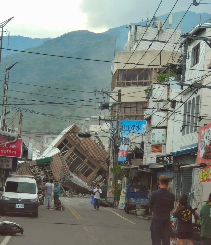 A collapsed building following the earthquake in Taiwan