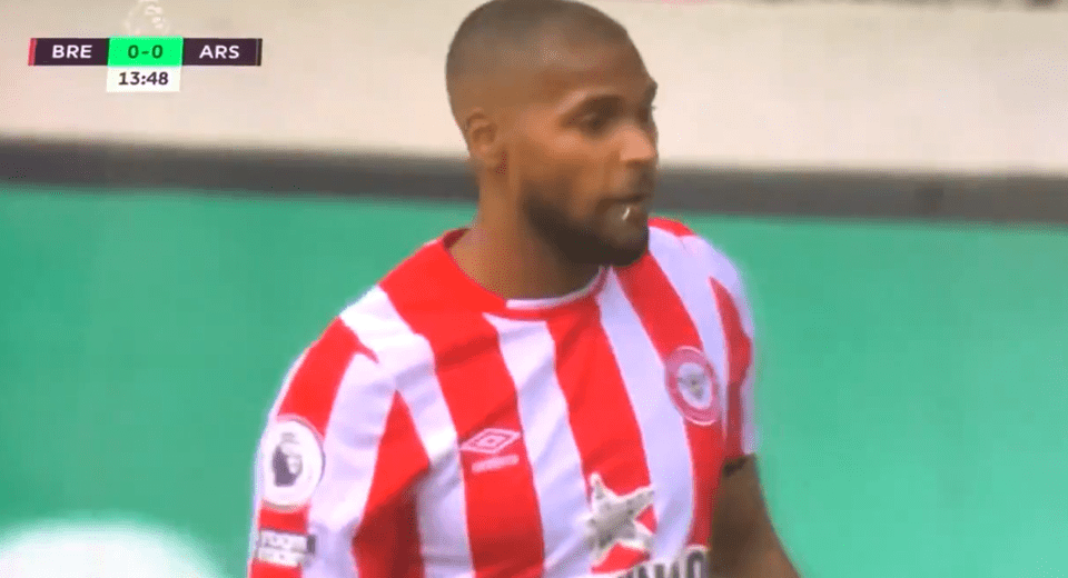 Rico Henry spat on himself during Brentford's clash with Arsenal