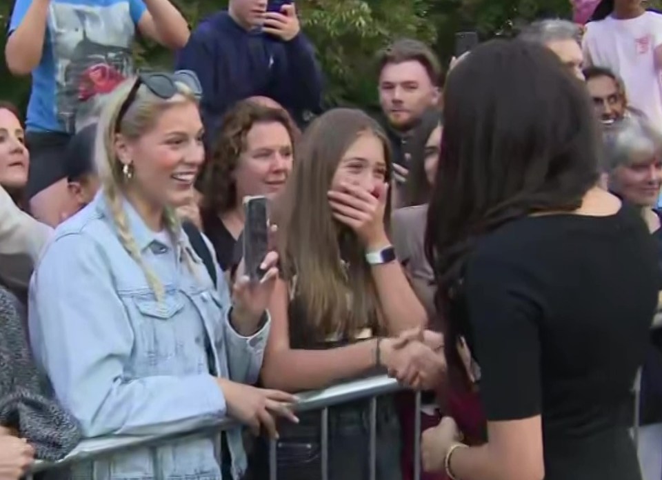 The fan looked visibly shocked to meet the Duchess of Sussex