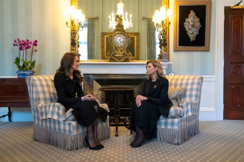 The Princess of Wales speaks with the First Lady of Ukraine, Olena Zelenska