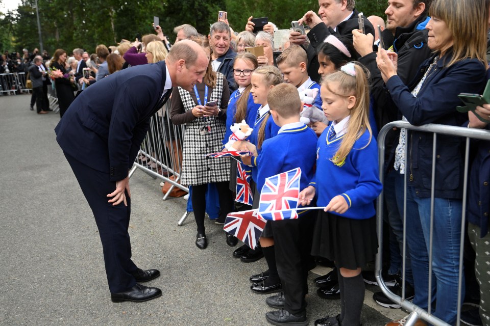 Students from Howard Junior School in King’s Lynn speak with the Prince of Wales