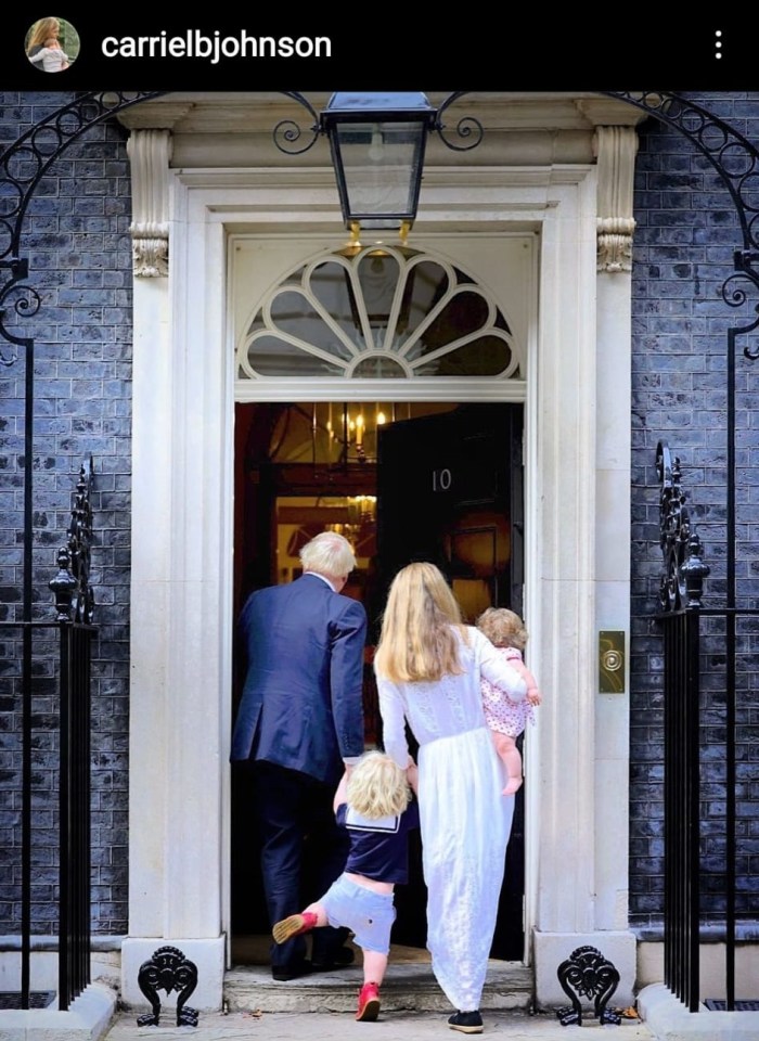 Carrie shared a sweet snap of the family going into No10 for the last time