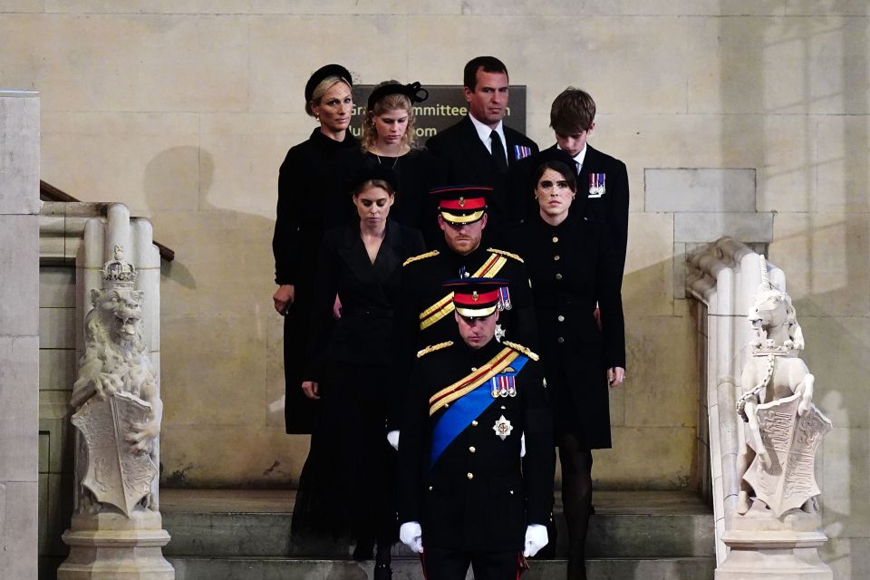 William leads the party as they descend towards their grandmother's coffin