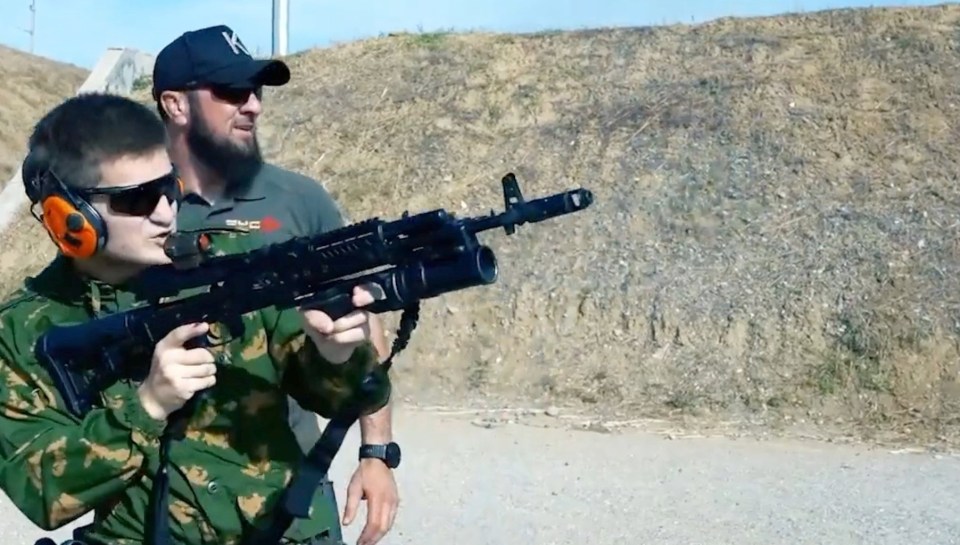 Akhmat Kadyrov firing his gun in the bizarre footage