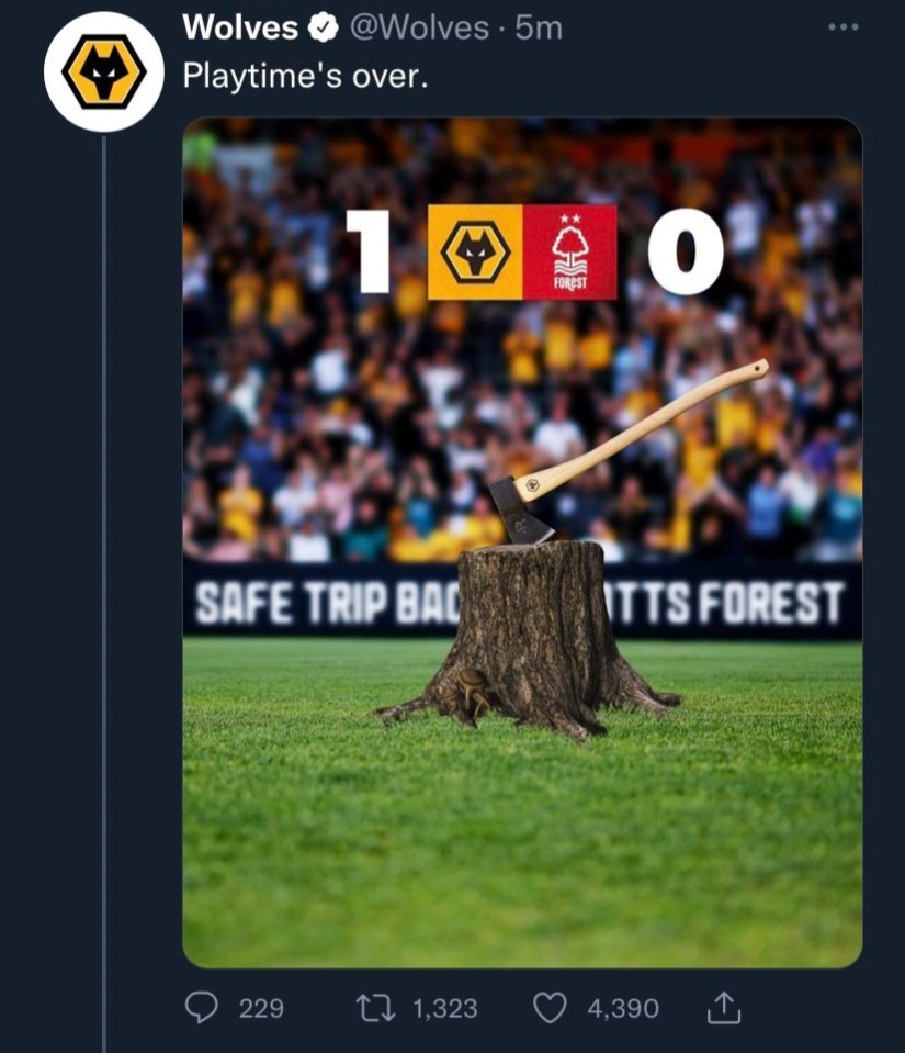 Wolves mocked Forest after winning the derby