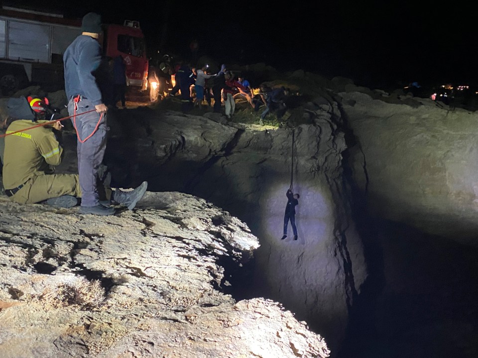 Islanders lowered ropes to help the victims climb to safety in 63mph gales