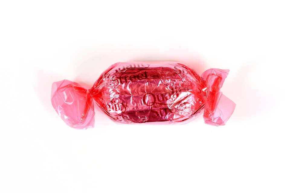 The Fudge chocolate is the only pink wrapped treat in the tub