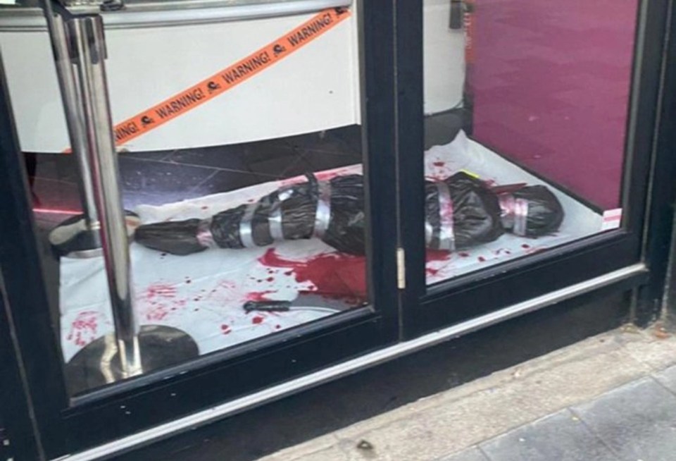 Kaspa’s ice cream shop pulled its mocked-up murder scene Halloween display because it was too grisly