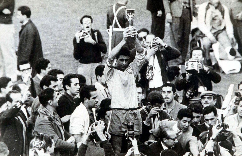 The iconic snap of Brazil's captain raising the trophy seems to include a fan from the future