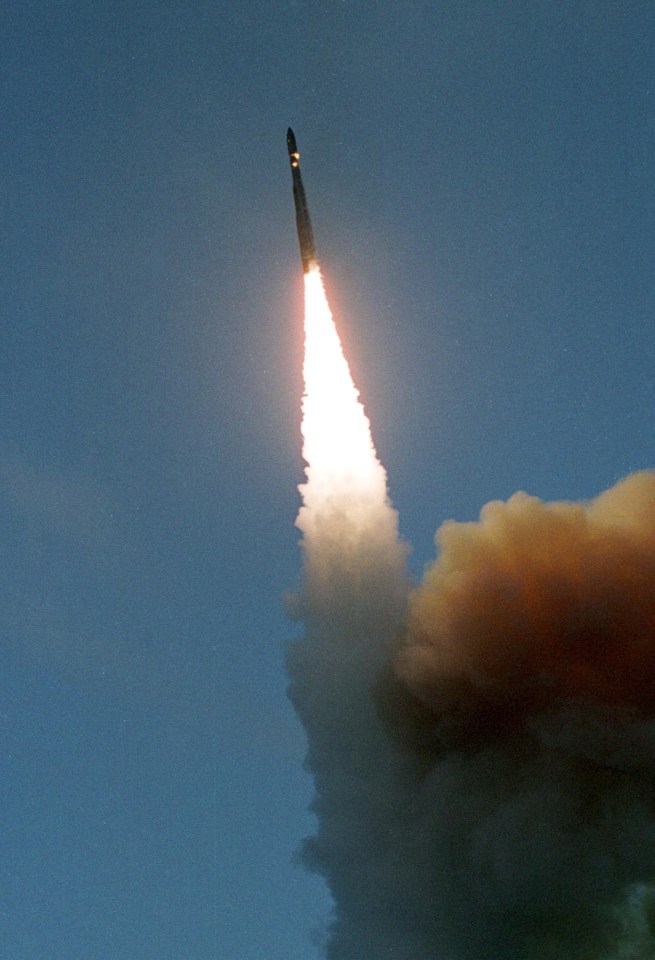 A Minuteman ICBM – the huge missiles would be unleashed from silos in the US