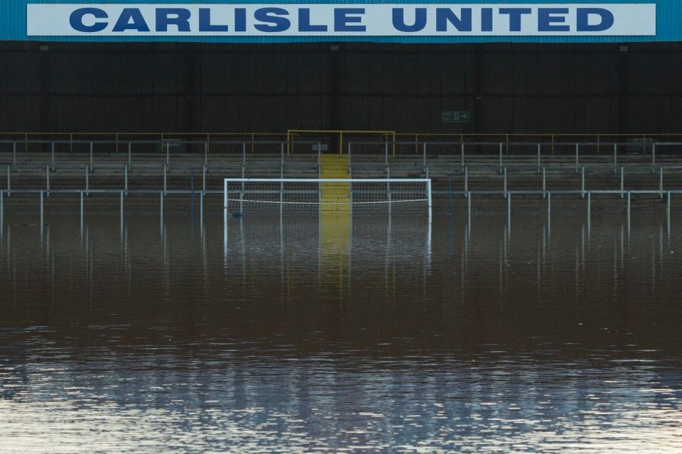 Brunton Park has experienced heavy flooding