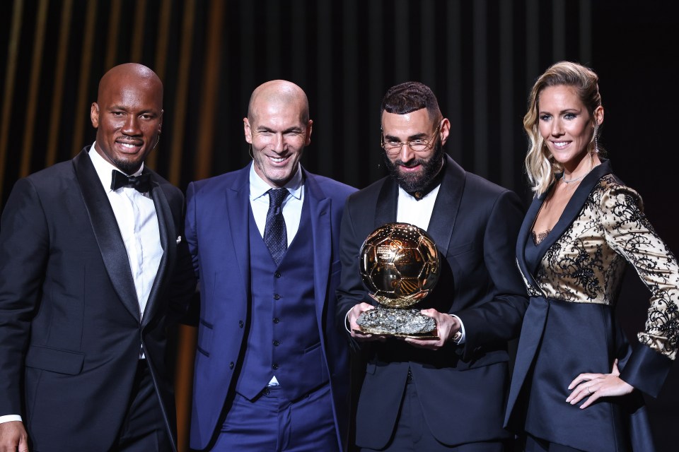 Benzema posed with Zidane, Chelsea icon Didier Drogba and journalist Sandy Heribert