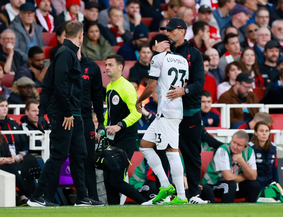 Luis Diaz went off injured in the first half