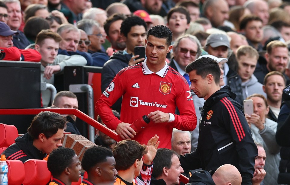 Ronaldo cut a frustrated figure as he watched the rest of the game from the bench