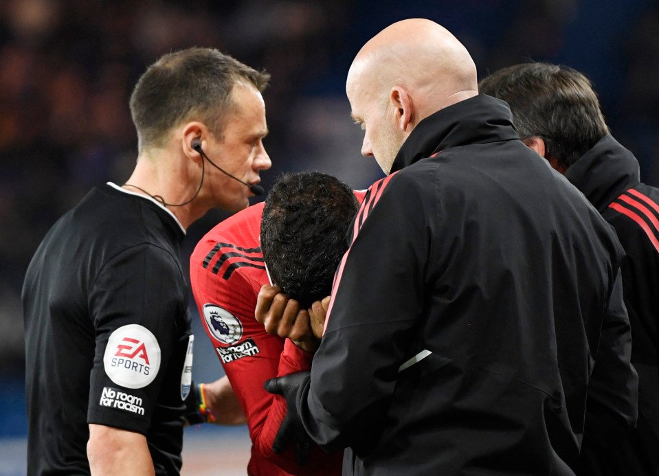 Erik ten Hag consoled his defender as he headed off the pitch