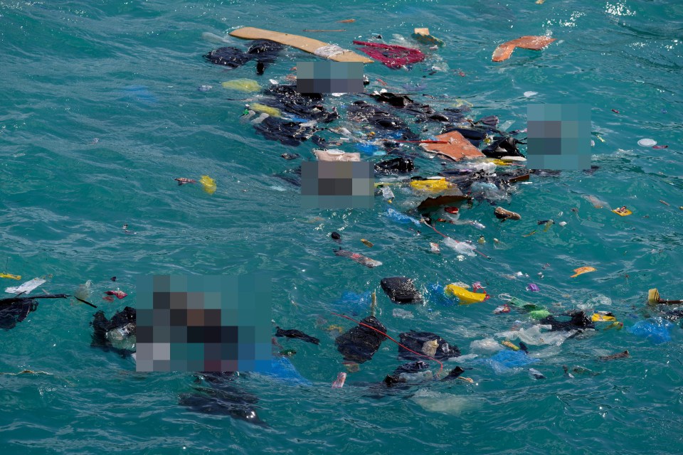 Bodies and debris seen floating in the sea today after the boat sank last night