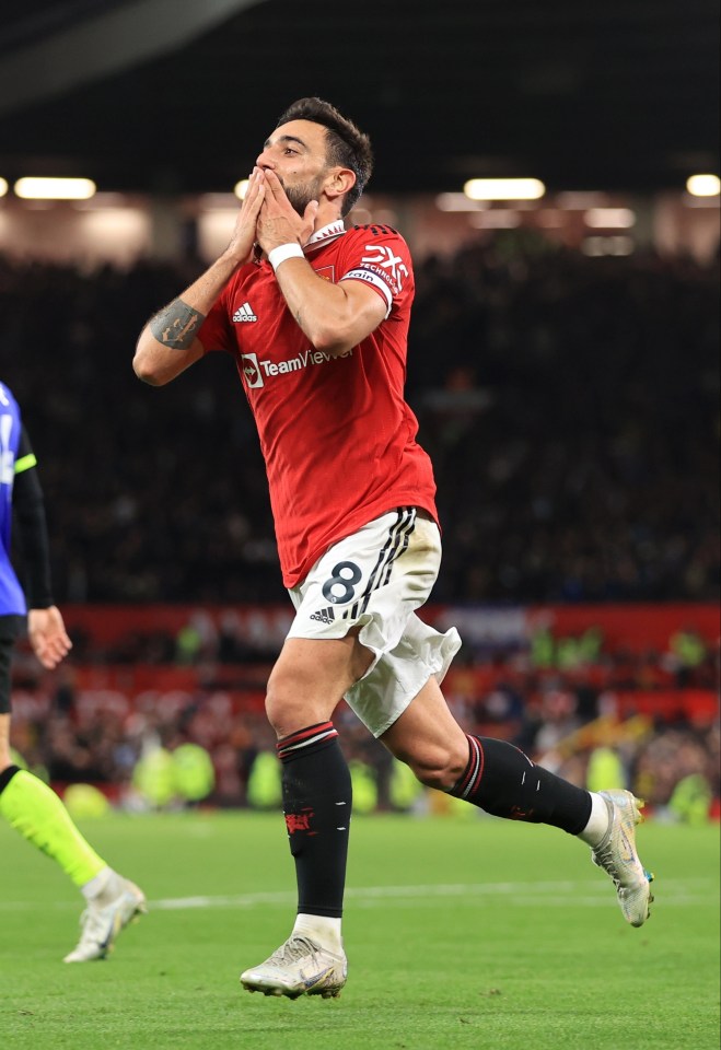 Fernandes celebrates his stunning goal