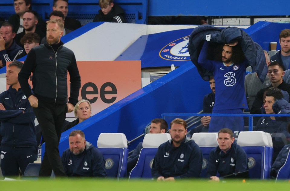 Cucurella took his place on the bench as fans praised Graham Potter