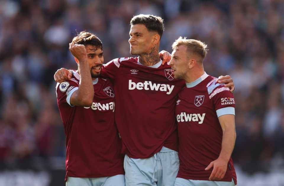 Scamacca (middle), alongside 'brilliant' Paqueta, are a part of West Ham's new-look team