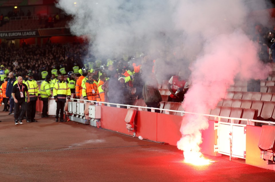 Flares were thrown by visiting fans