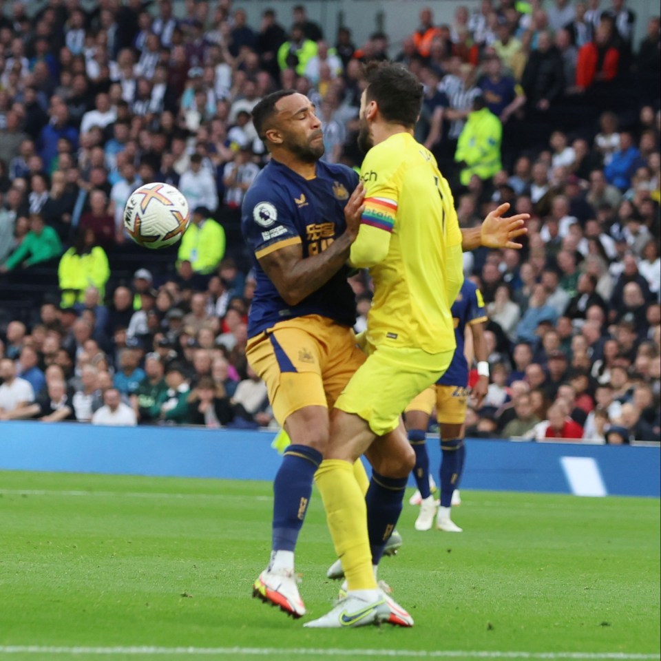 Hugo Lloris came flying out of his area before miscontrolling the ball