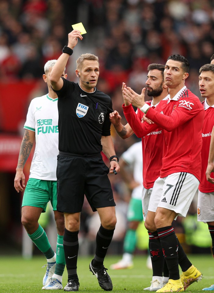 Ronaldo was booked for his protests