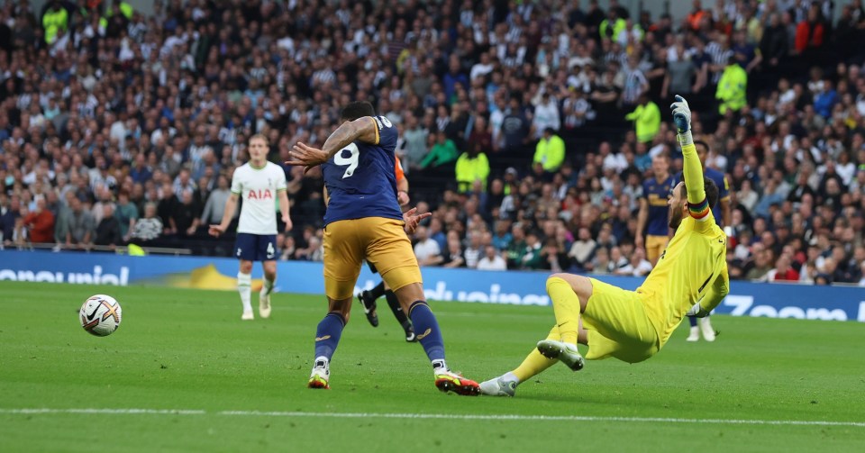 Lloris fell to the floor as Callum Wilson stayed on his feet