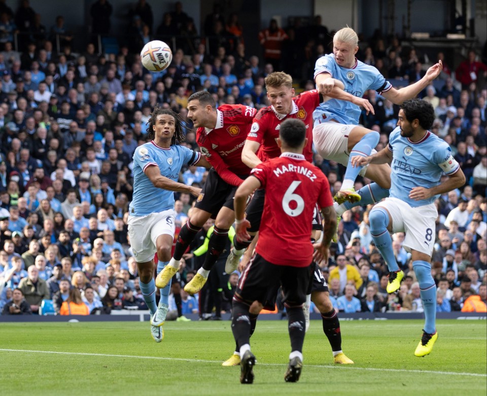 Erling Haaland headed in his first and it was cleared after crossing the line