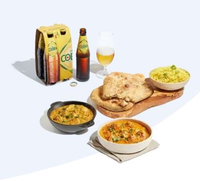 Two selected curries, two side dishes and four bottles of Cobra beer cost just £8 at the Co-op