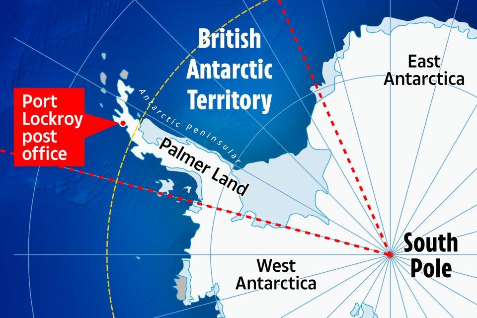 The post office sits on the Antarctic Peninsula close to the South Pole