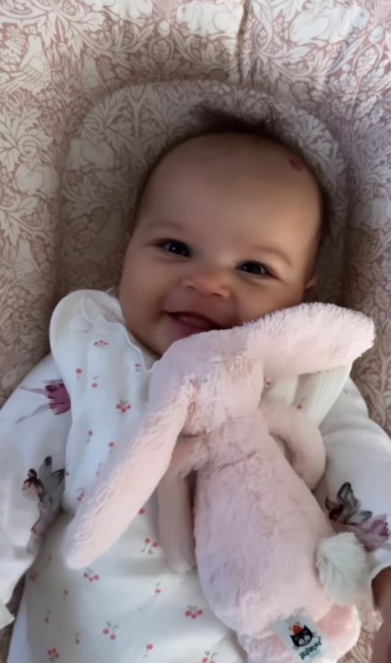 She shared photos of their baby daughter giggling on Instagram