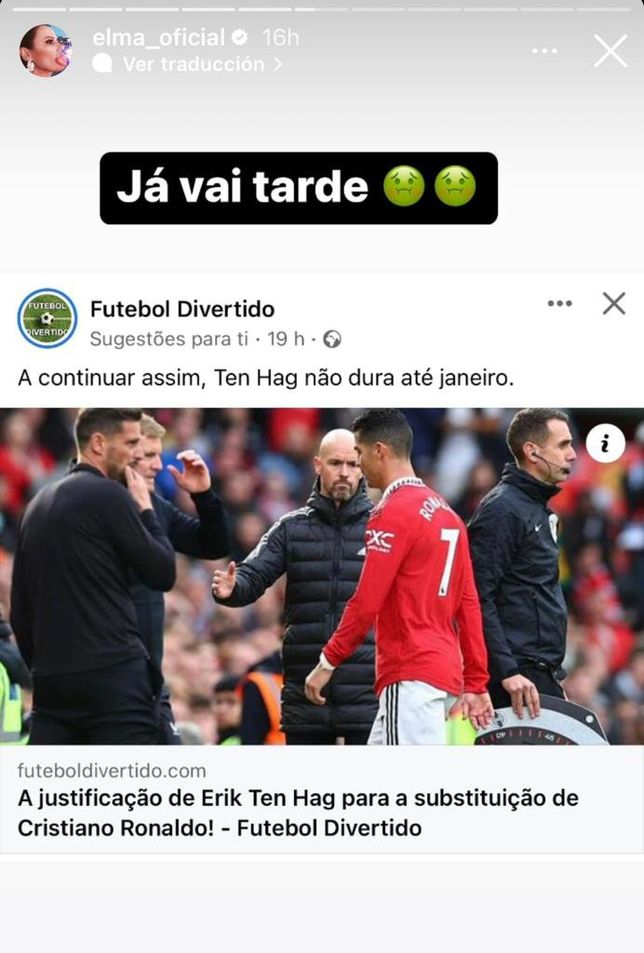 Elma has hit out at Erik ten Hag on Instagram