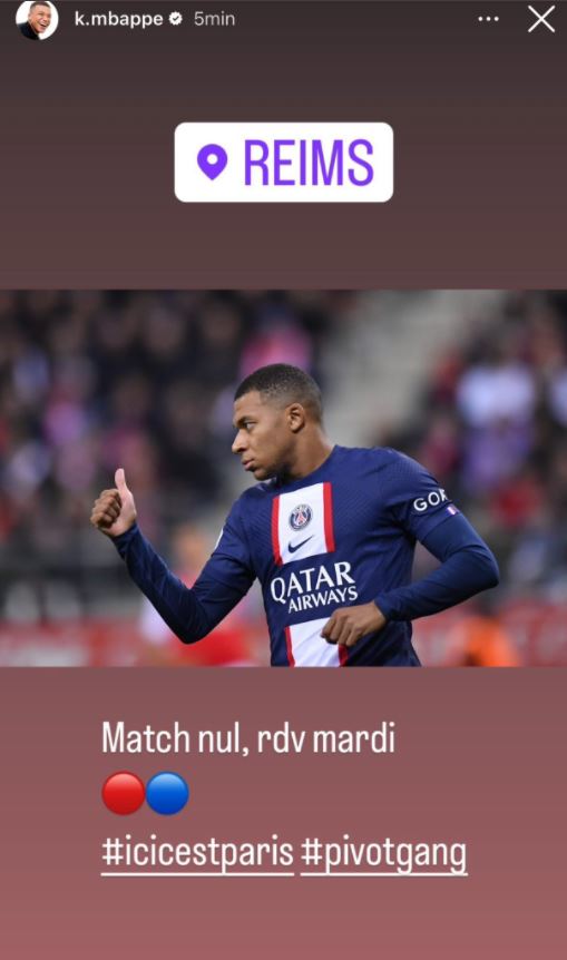 Mbappe caused controversy in a now deleted