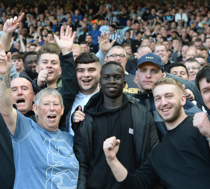 Garang Kuol was snapped in with the Newcastle away support