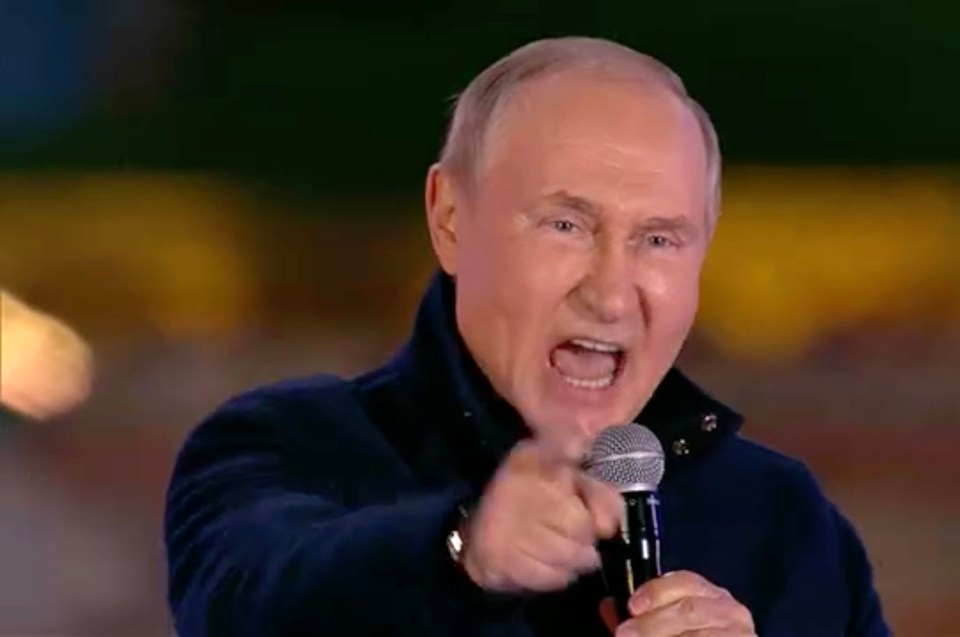 Putin had a manic look on his face during a parade in Moscow's Red Square on Friday