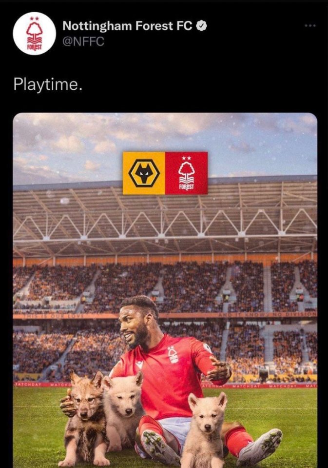 Forest put this tweet out before deleting it ahead of their defeat to Wolves