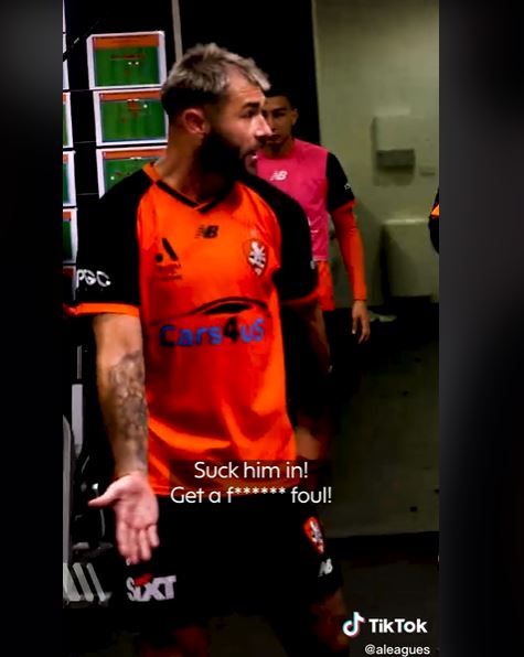 Charlie Austin blasted a Brisbane Roar teammate in explosive behind-the-scenes footage